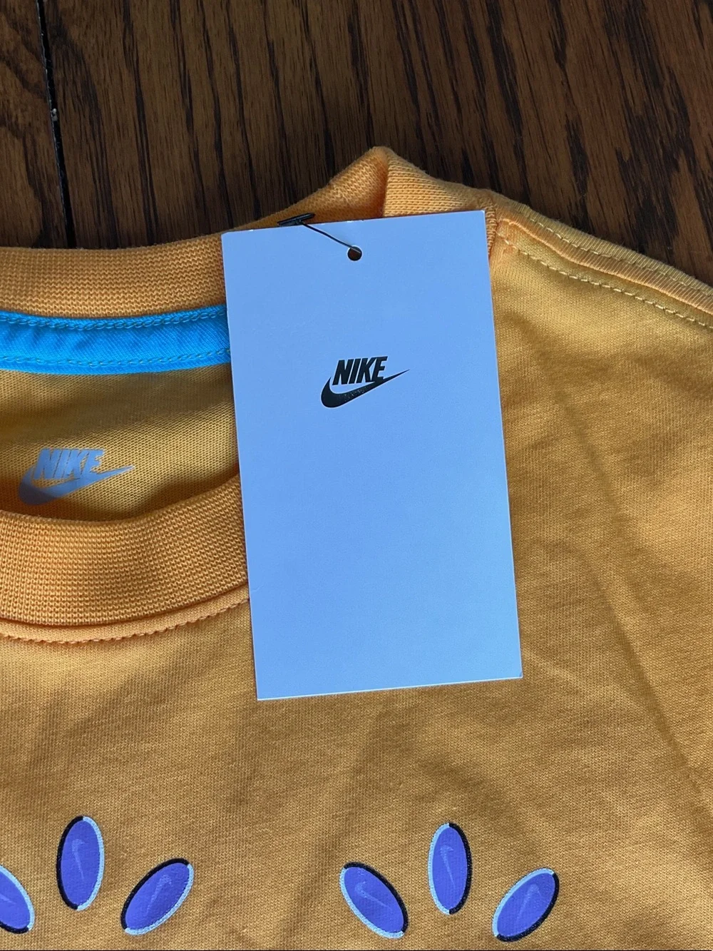 Nike Kids Yellow Long-Sleeve Tee with Blue Floral Cutouts
